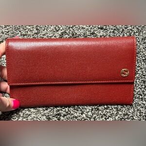 Gucci leather continental dark red wallet